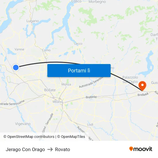 Jerago Con Orago to Rovato map