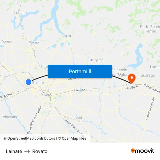 Lainate to Rovato map