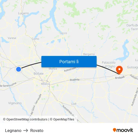Legnano to Rovato map