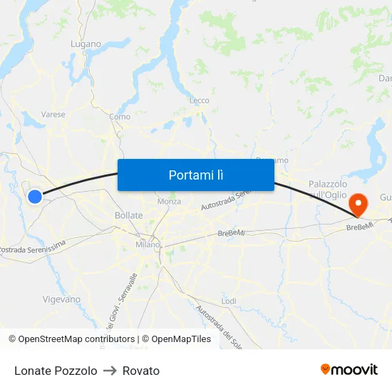 Lonate Pozzolo to Rovato map