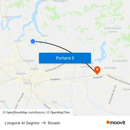 Longone Al Segrino to Rovato map