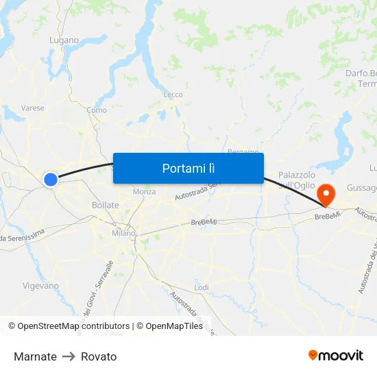 Marnate to Rovato map