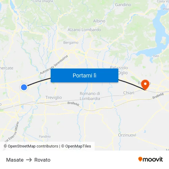 Masate to Rovato map