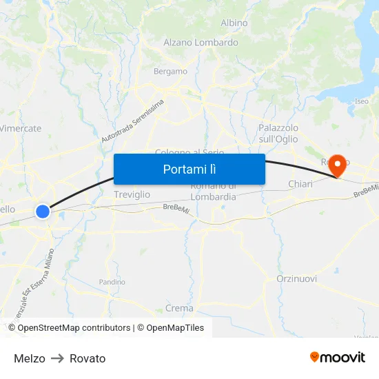 Melzo to Rovato map