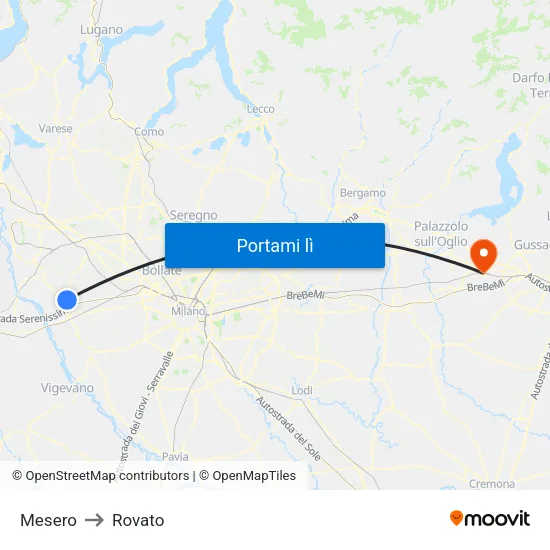 Mesero to Rovato map