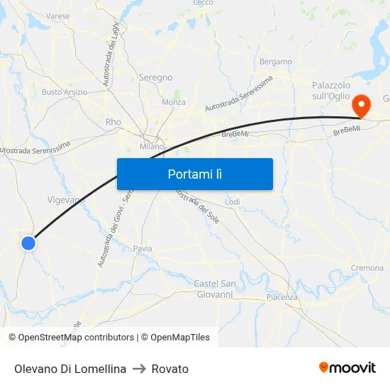 Olevano Di Lomellina to Rovato map