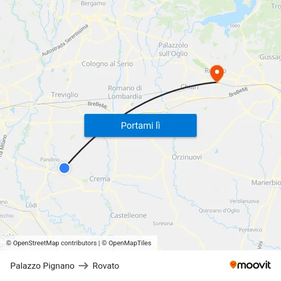 Palazzo Pignano to Rovato map