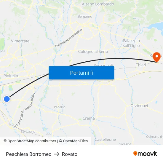 Peschiera Borromeo to Rovato map