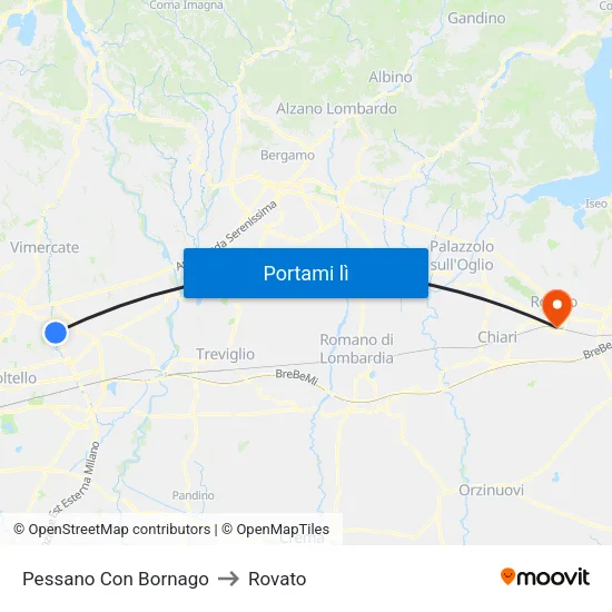 Pessano Con Bornago to Rovato map