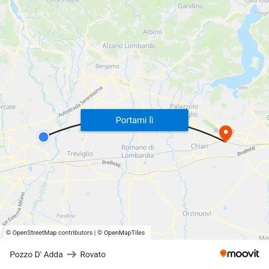 Pozzo D' Adda to Rovato map