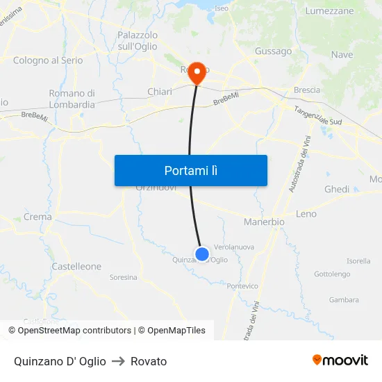 Quinzano D' Oglio to Rovato map