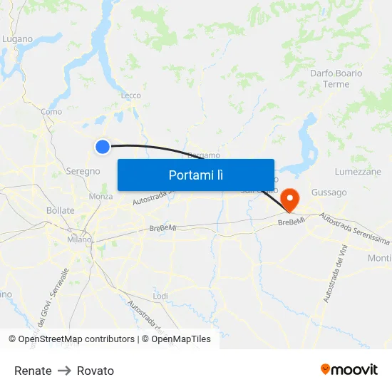 Renate to Rovato map