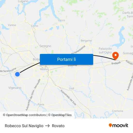 Robecco Sul Naviglio to Rovato map