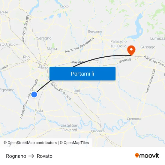 Rognano to Rovato map
