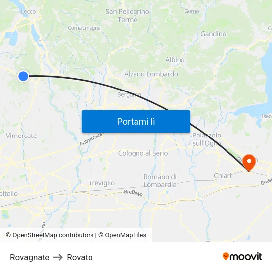 Rovagnate to Rovato map