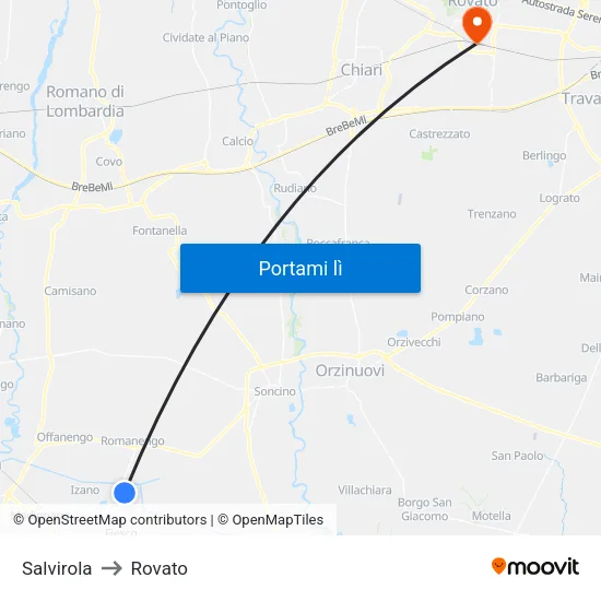 Salvirola to Rovato map