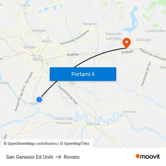 San Genesio Ed Uniti to Rovato map
