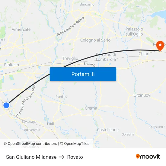 San Giuliano Milanese to Rovato map