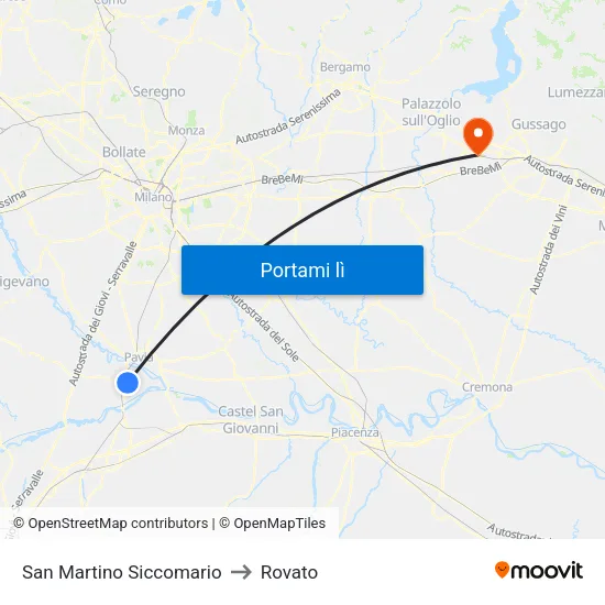 San Martino Siccomario to Rovato map
