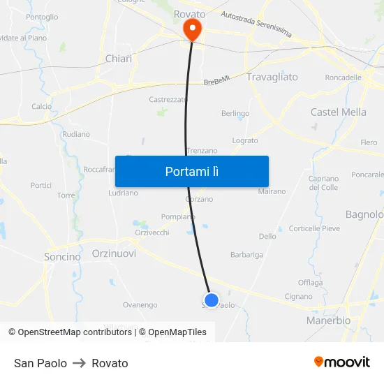San Paolo to Rovato map