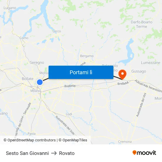 Sesto San Giovanni to Rovato map