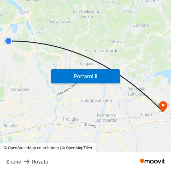 Sirone to Rovato map