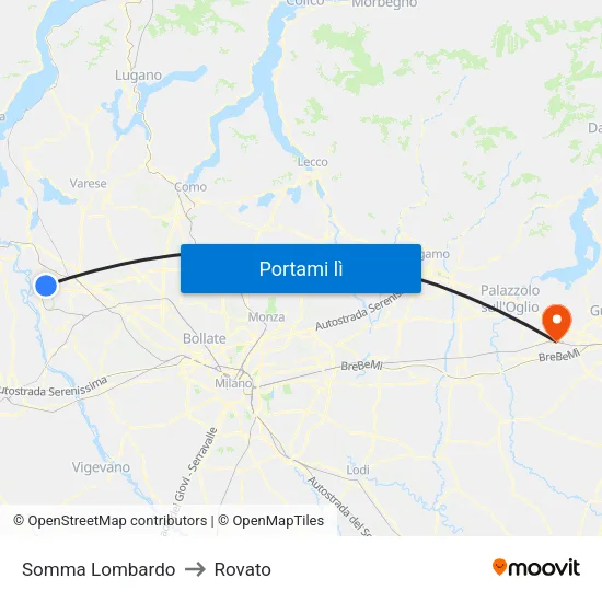 Somma Lombardo to Rovato map