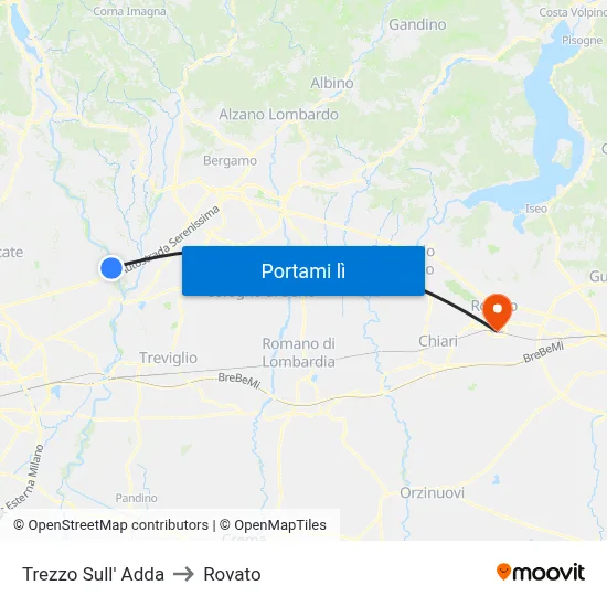 Trezzo Sull' Adda to Rovato map