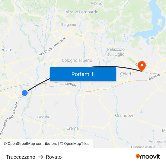 Truccazzano to Rovato map