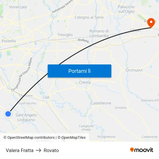 Valera Fratta to Rovato map