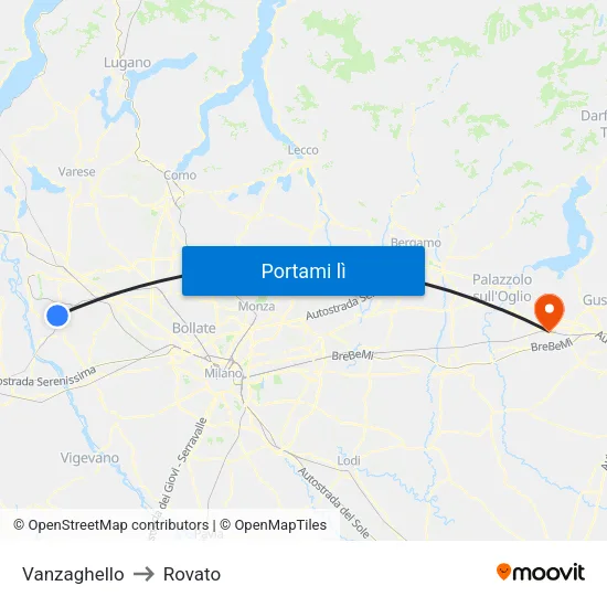 Vanzaghello to Rovato map
