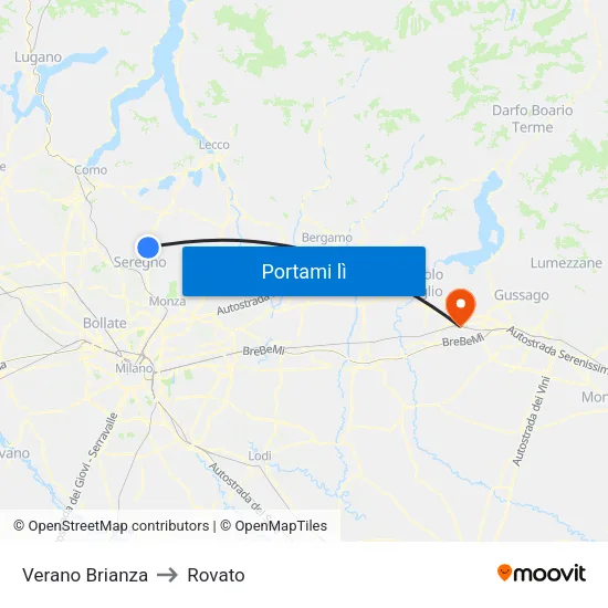Verano Brianza to Rovato map