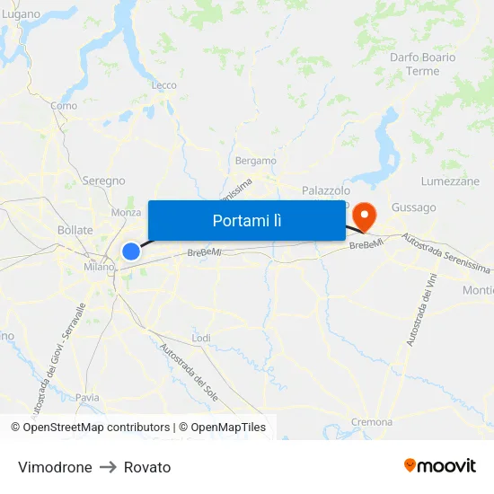 Vimodrone to Rovato map