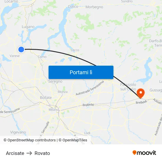 Arcisate to Rovato map
