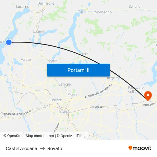 Castelveccana to Rovato map
