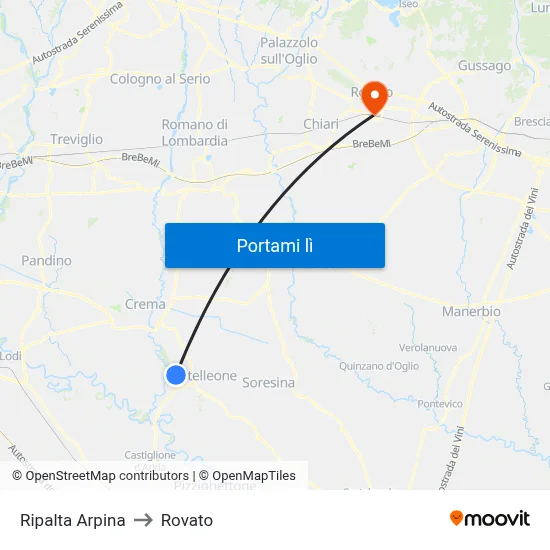 Ripalta Arpina to Rovato map