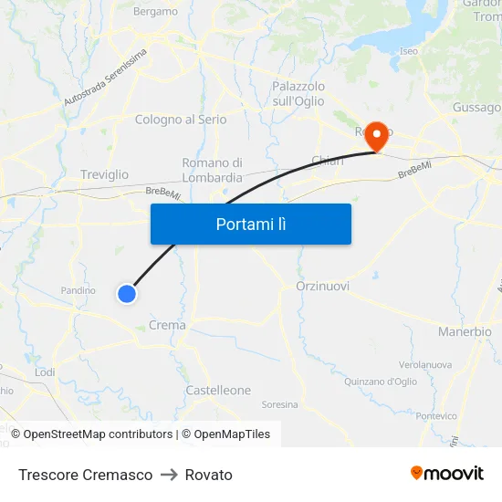 Trescore Cremasco to Rovato map