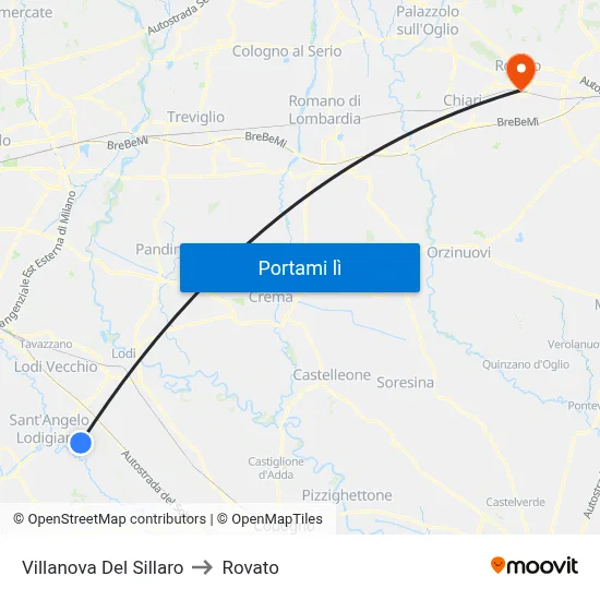 Villanova Del Sillaro to Rovato map