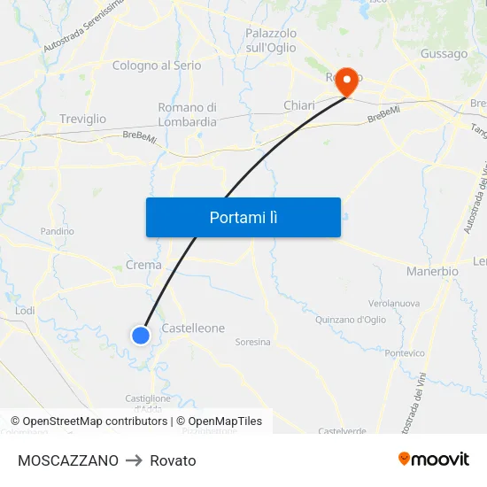 MOSCAZZANO to Rovato map