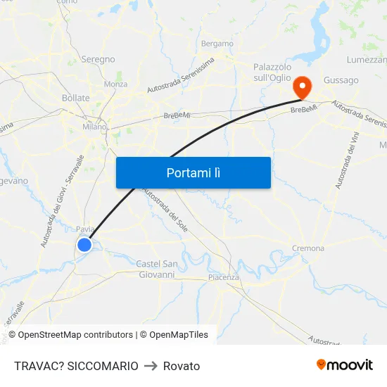 TRAVAC? SICCOMARIO to Rovato map