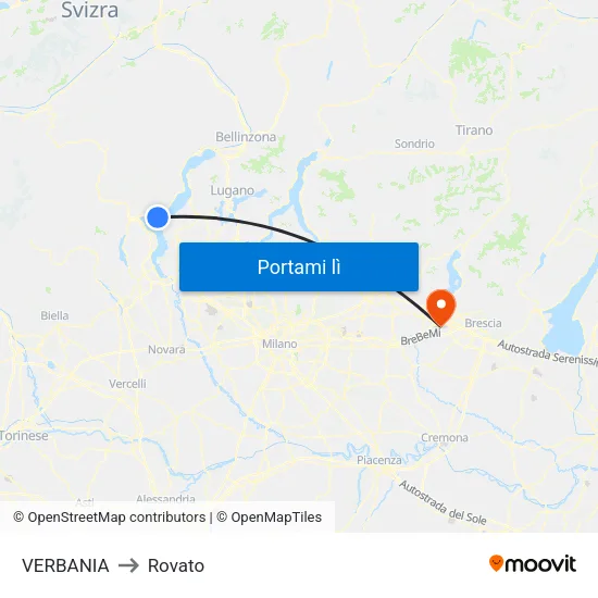 VERBANIA to Rovato map