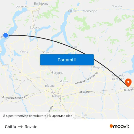 Ghiffa to Rovato map