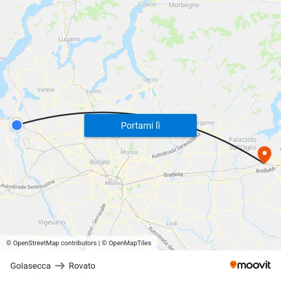 Golasecca to Rovato map