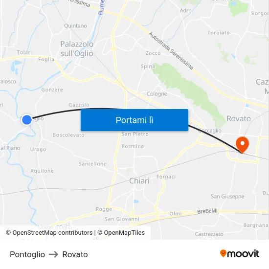 Pontoglio to Rovato map