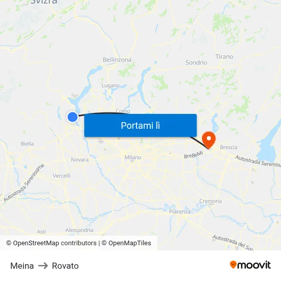 Meina to Rovato map