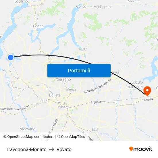 Travedona-Monate to Rovato map