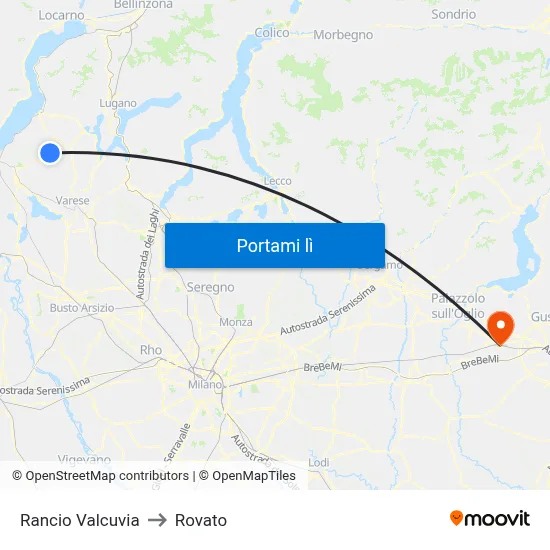 Rancio Valcuvia to Rovato map