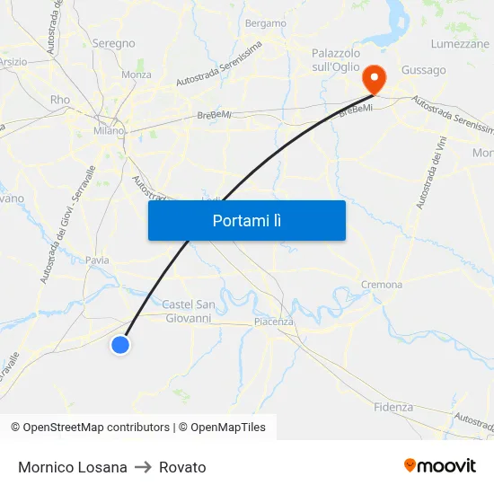 Mornico Losana to Rovato map