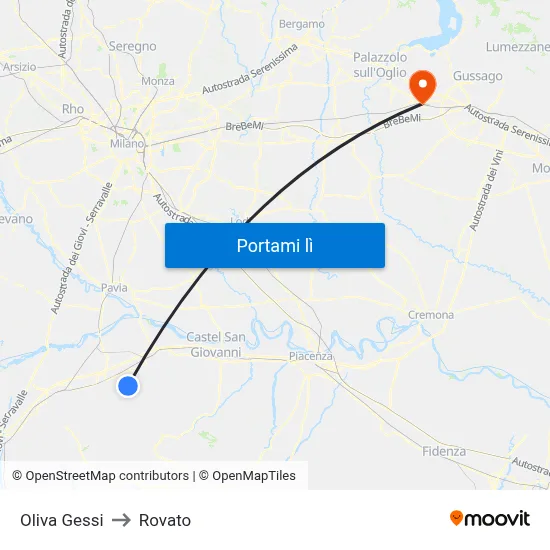 Oliva Gessi to Rovato map