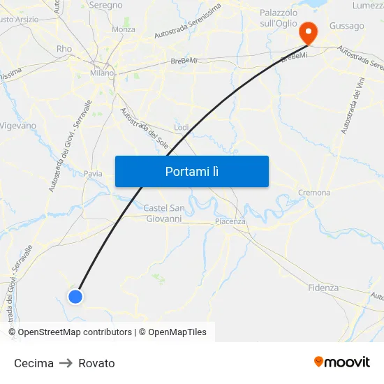 Cecima to Rovato map
